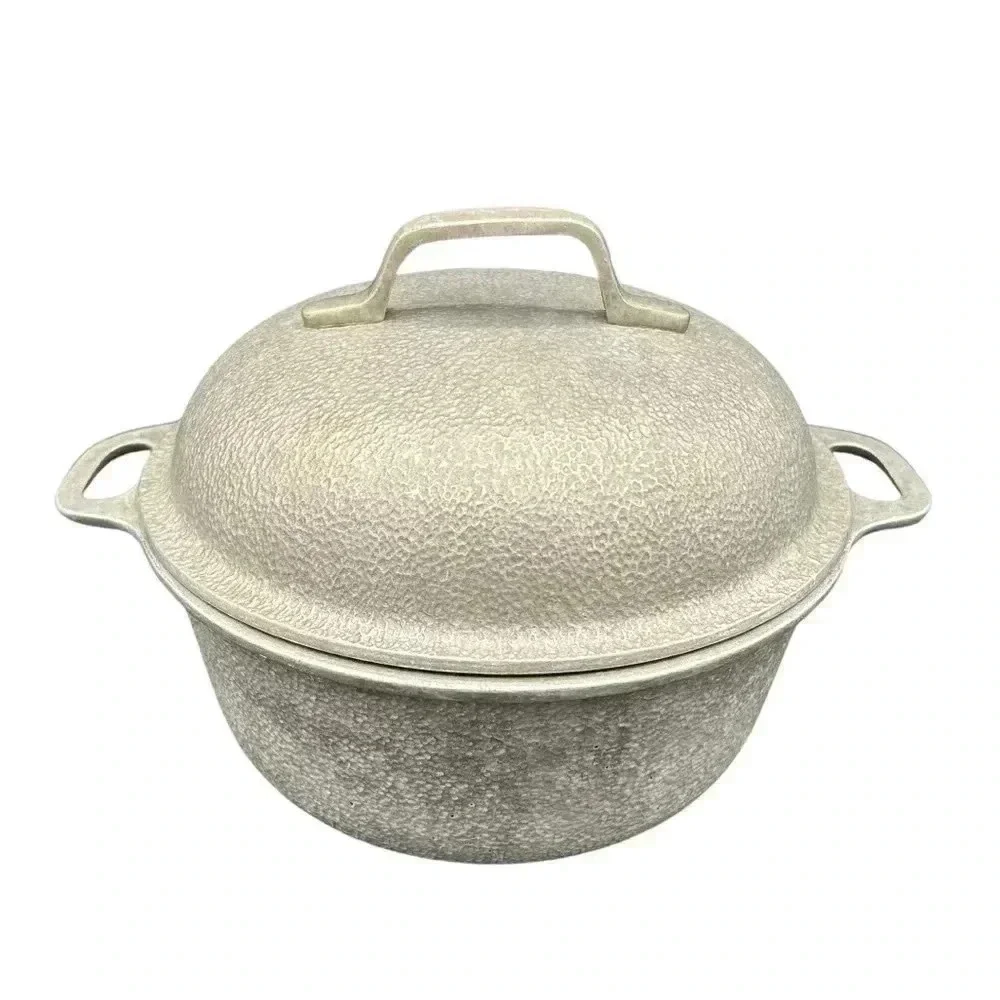 Vintage 1950s Century Silver Seal Hammered Aluminum Dutch Oven Roaster MCM